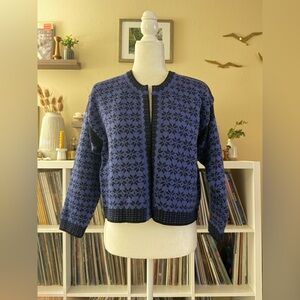 Vintage Lill Fair Isle Size Medium Voss Norway Wool Cardigan